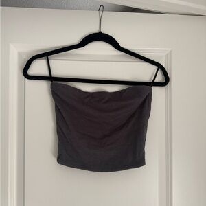 Wilfred Charcoal Strapless Crop Top with Thin Straps